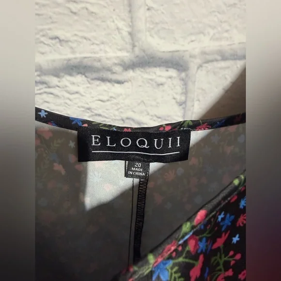 Eloquii Black Floral Slip Dress, Size 20 - Picture 6 of 6